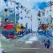 Painting Rue commerc¸ante by Raffin Christian | Painting Figurative Urban Oil