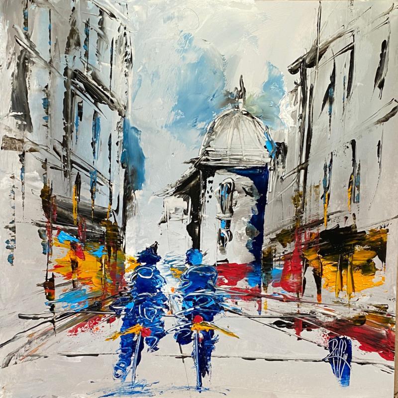 Painting Balade à deux by Raffin Christian | Painting Figurative Urban Oil