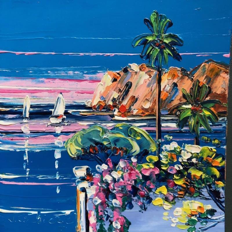 Gemälde Terrasse sur la mer von Corbière Liisa | Gemälde Figurativ Landschaften Öl