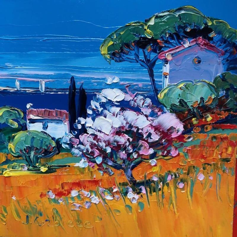 Painting Le temps des cerisiers by Corbière Liisa | Painting Figurative Landscapes Oil