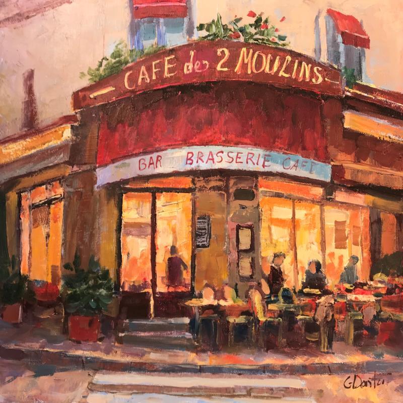Peinture Café Les 2 Moulins par Dontu Grigore | Tableau Figuratif Urbain Huile