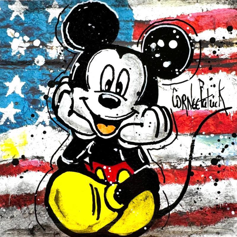 Peinture Mickey Mouse, I love America par Cornée Patrick | Tableau Pop-art Cinéma Icones Pop Graffiti Huile