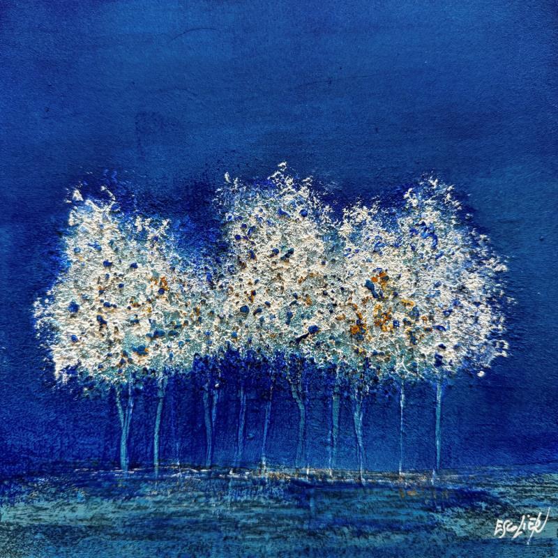 Painting  L'heure bleue by Escolier Odile | Painting Figurative Landscapes Nature Cardboard Acrylic