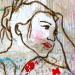 Gemälde F1 FIBRE DE ROSE 10029-1558-20240214-1 von Sablyne | Gemälde Figurativ Alltagsszenen Holz Pappe Acryl Collage Tinte Pastell Blattgold Upcycling Papier Pigmente
