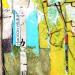 Gemälde F2 AJUSTER LE MONDE 10029-1558-20240214-3 von Sablyne | Gemälde Figurativ Alltagsszenen Holz Pappe Acryl Collage Tinte Pastell Blattgold Upcycling Papier Pigmente