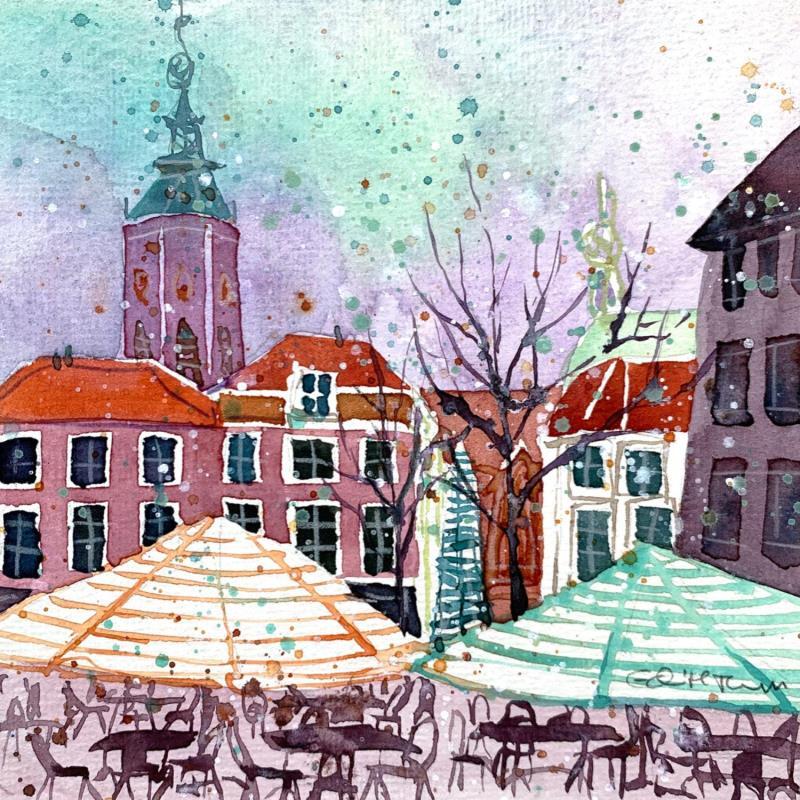 Painting NO.  2444  THE HAGUE  GROTE MARKT by Thurnherr Edith | Painting Subject matter Urban Watercolor