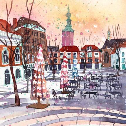 Painting NO.  2449  THE HAGUE  GROTE MARKT by Thurnherr Edith | Painting Subject matter Watercolor Pop icons, Urban