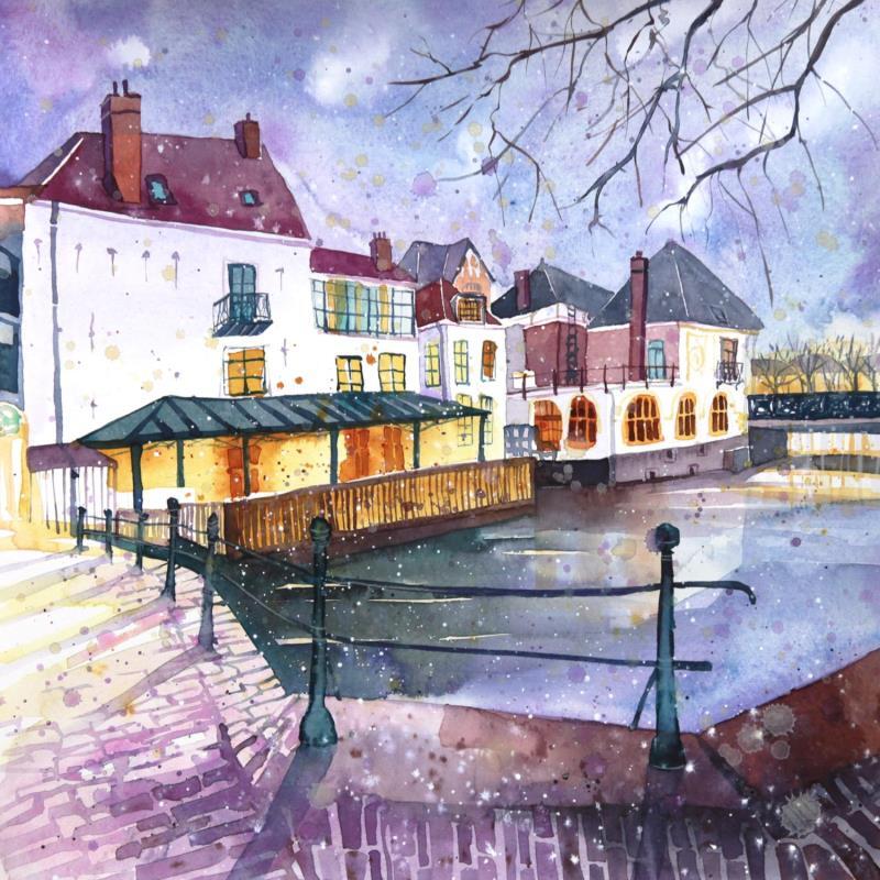 Painting NO.  2457  THE HAGUE  SMIDSWATER by Thurnherr Edith | Painting Subject matter Urban Watercolor