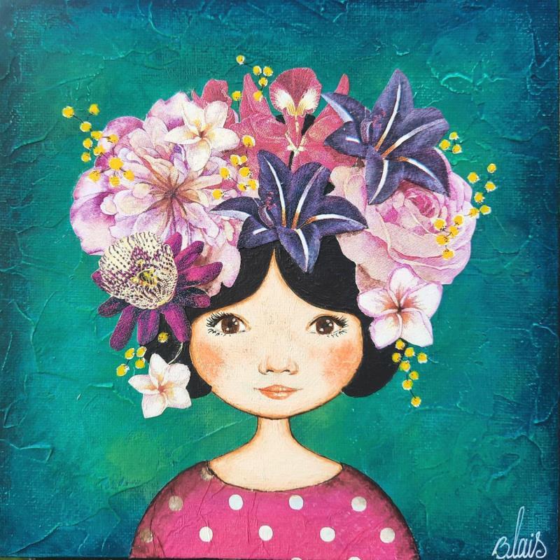 Painting Lila by Blais Delphine | Painting Naive art Acrylic, Gluing Child, Pop icons, Portrait