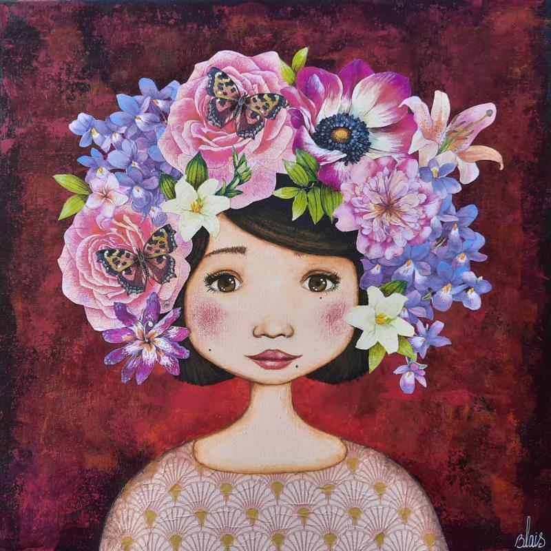 Painting Rose by Blais Delphine | Painting Raw art Portrait Child Acrylic Gluing