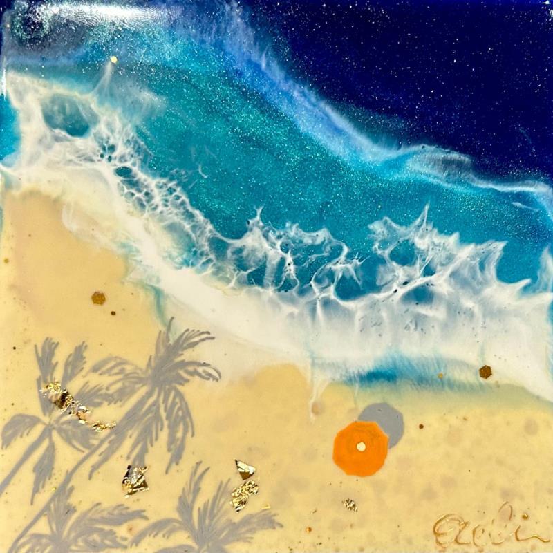 Peinture Voyage vers l'horizon bleu par Aurélie Lafourcade painter | Tableau Figuratif Marine Minimaliste Acrylique Résine