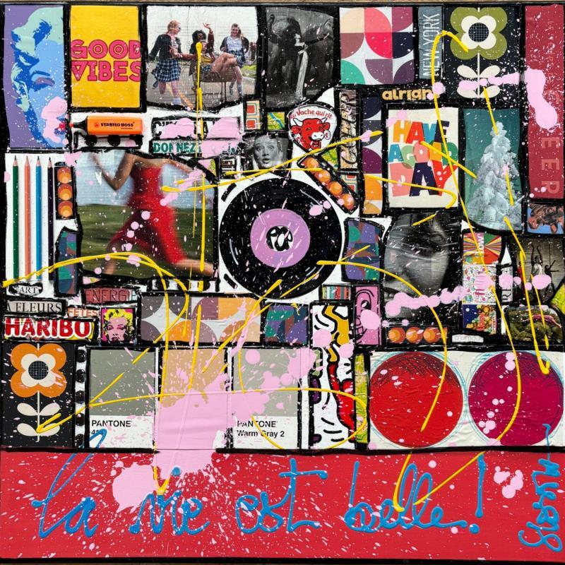 Peinture La vie est belle par Costa Sophie | Tableau Pop-art Acrylique, Collage, Upcycling Icones Pop