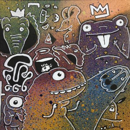 Gemälde Dinotopia von Oocalme | Gemälde Art brut Graffiti Tiere