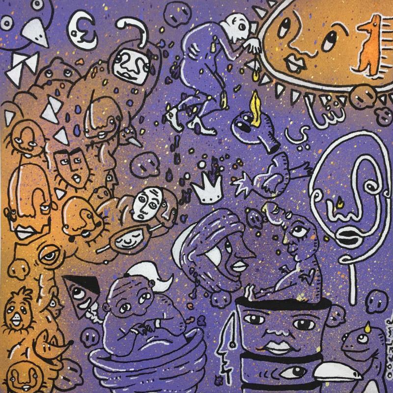 Gemälde Purple Haze von Oocalme | Gemälde Art brut Graffiti