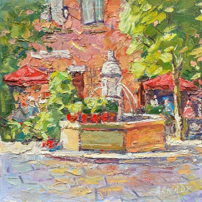 Peinture Place des Trois Ormeaux 2 par Arkady | Tableau Figuratif Huile