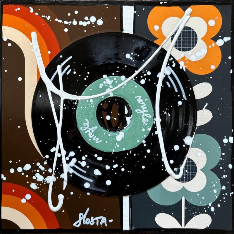 Painting Vintage Vinyle by Costa Sophie | Painting Pop-art Acrylic Gluing Upcycling