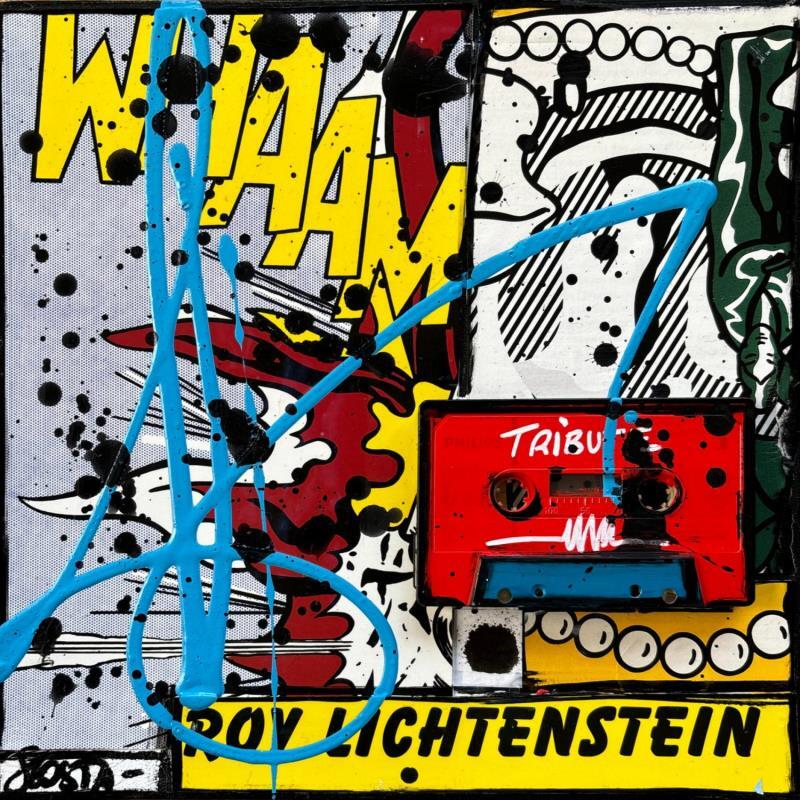 Peinture Tribute to R.Lichtenstein par Costa Sophie | Tableau Pop-art Acrylique, Collage, Upcycling Icones Pop