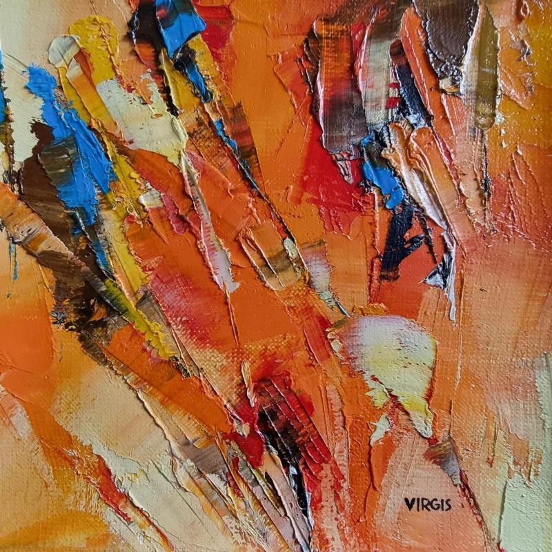 Gemälde Orange with blue von Virgis | Gemälde Abstrakt Minimalistisch Öl