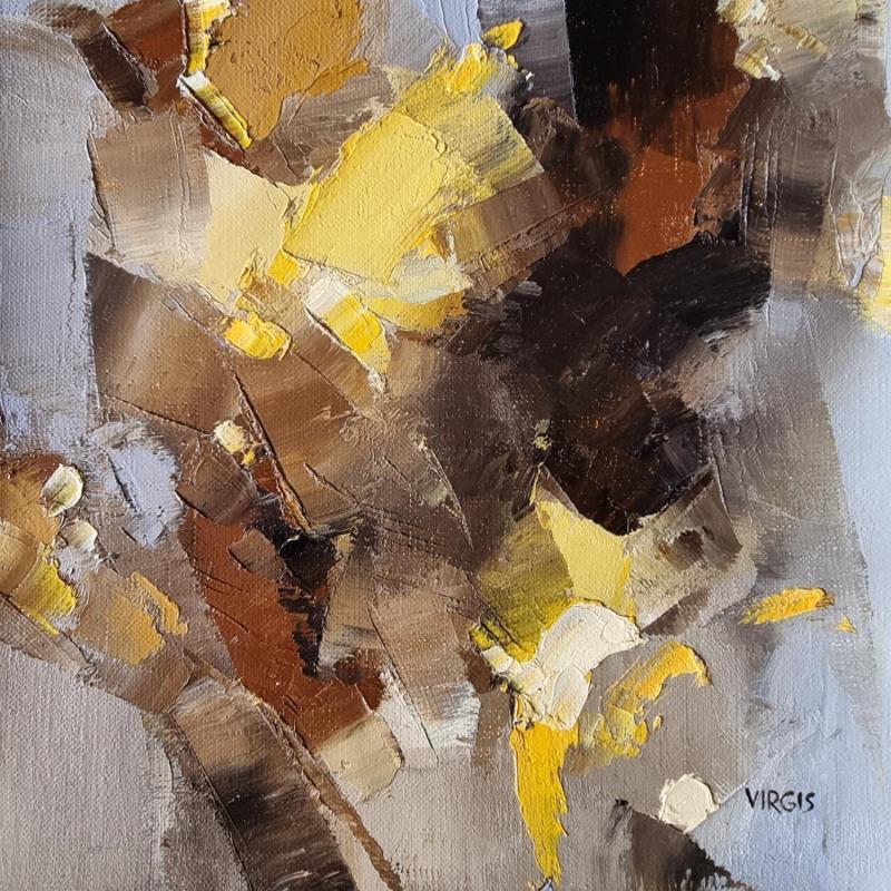 Peinture Yellow fall par Virgis | Tableau Abstrait Huile Minimaliste