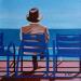Painting Chaises bleues en hiver by Sie Evelyne | Painting Figurative Life style Acrylic