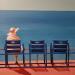 Gemälde Des chaises bleues pour rêver  von Sie Evelyne | Gemälde Figurativ Alltagsszenen Acryl