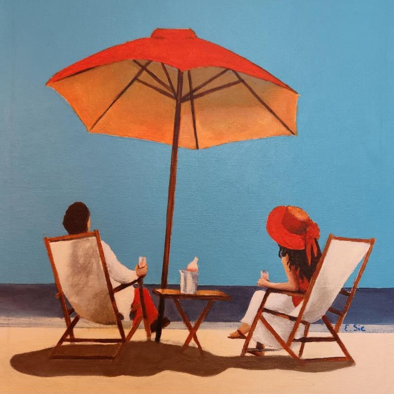 Painting Apero orangé  by Sie Evelyne | Painting Figurative Life style Acrylic