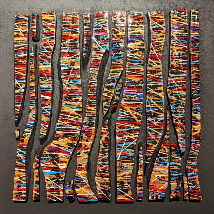 Painting Bc15 fine oblique or bleu rouge by Langeron Luc | Painting Subject matter Acrylic, Resin, Wood