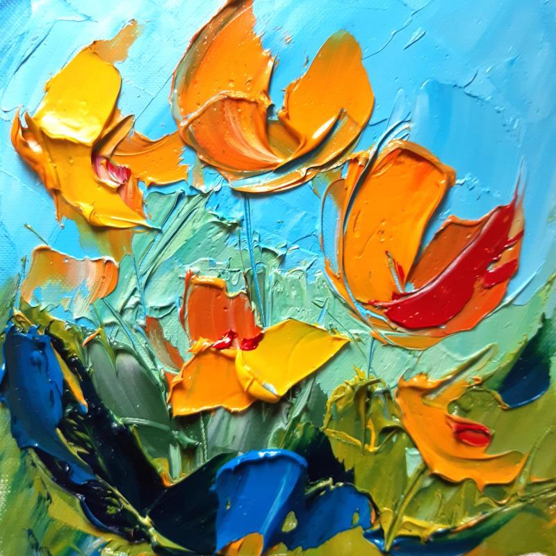 Painting YELLOW FLOWER  by Laura Rose | Painting Figurative Nature Oil