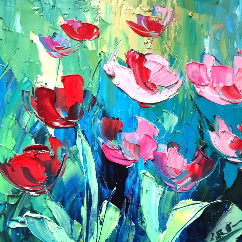 Painting PINK FLOWER by Laura Rose | Painting Figurative Oil Nature