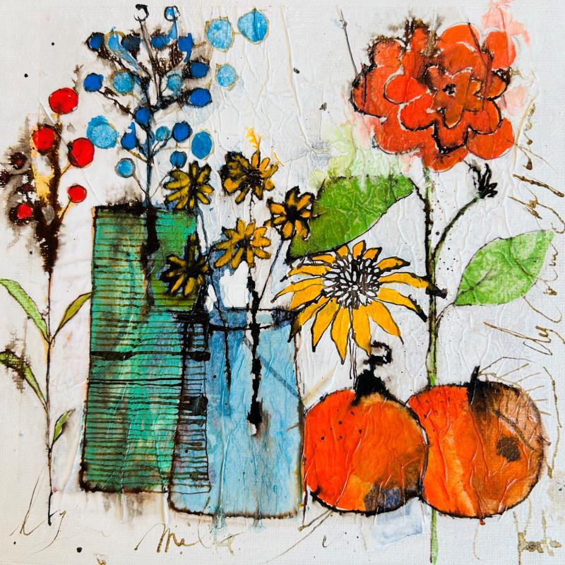 Peinture Fleurs et fruits par Colombo Cécile | Tableau Art naïf Acrylique, Aquarelle, Collage, Encre, Pastel Natures mortes