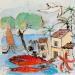 Gemälde Oursins et rougets von Colombo Cécile | Gemälde Naive Kunst Landschaften Alltagsszenen Aquarell Acryl Collage Tinte Pastell