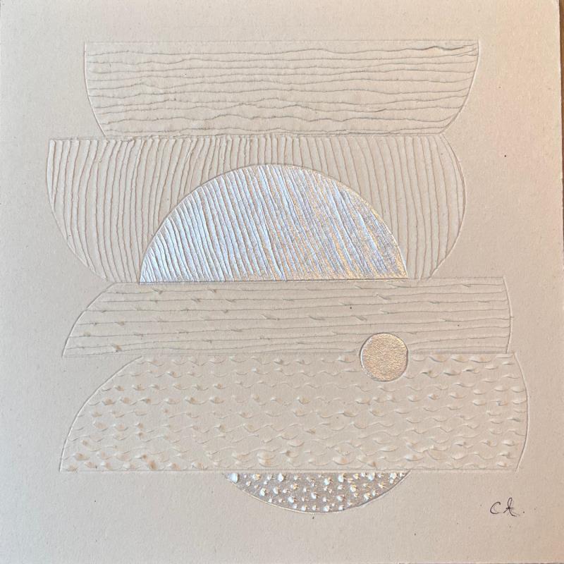 Peinture Moonlight Beach par Caitrin Alexandre | Tableau Abstrait Architecture Minimaliste Carton Encre