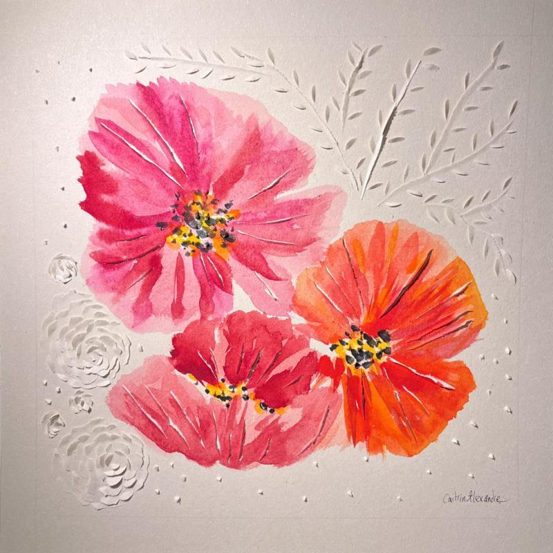Painting Spring Poppies by Caitrin Alexandre | Painting Figurative Nature Still-life Watercolor