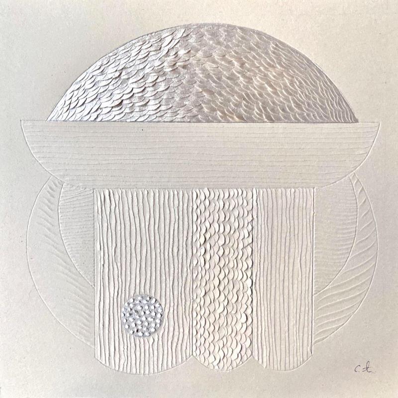 Peinture Japanese noonlight par Caitrin Alexandre | Tableau Abstrait Architecture Minimaliste Carton Encre