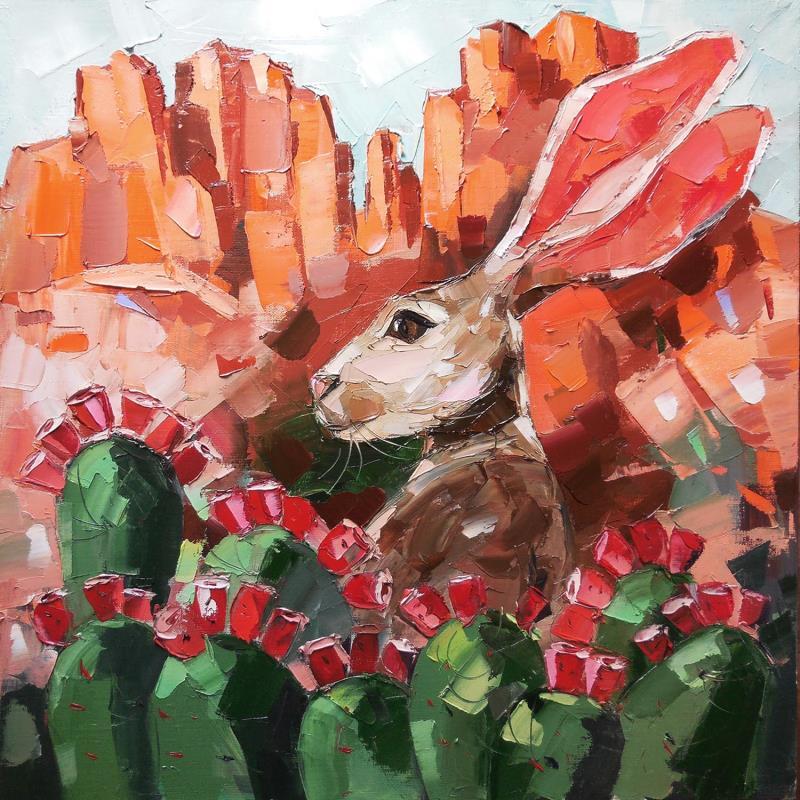 Painting Jack Rabbit  by Lunetskaya Elena | Painting Figurative Oil Animals