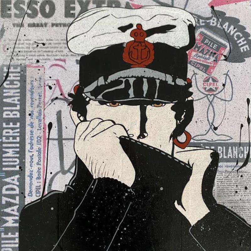 Painting F4 No Name 3-21307-20240222-1 Corto Maltese II by Marie G.  | Painting Pop-art Acrylic, Gluing, Wood Pop icons