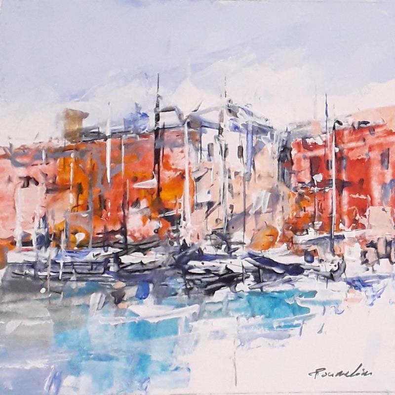 Painting lumiere sur le port by Poumelin Richard | Painting Figurative Acrylic, Oil Landscapes