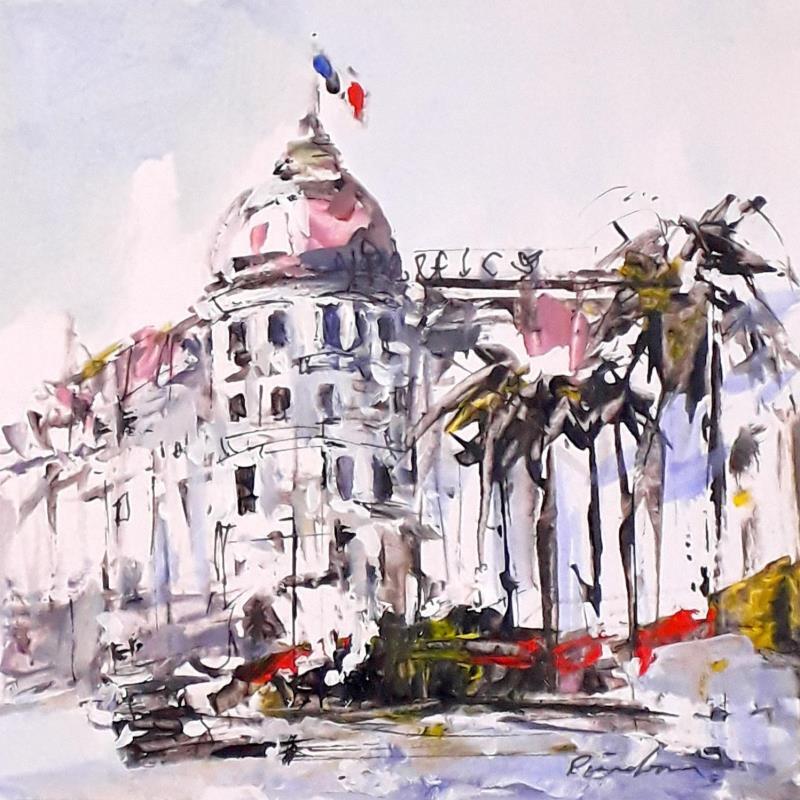 Painting le negresco hotel by Poumelin Richard | Painting Figurative Landscapes Oil Acrylic