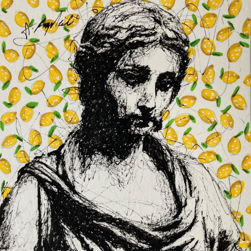 Peinture Femme et citrons par André Raphaël | Tableau Figuratif Portraits Acrylique