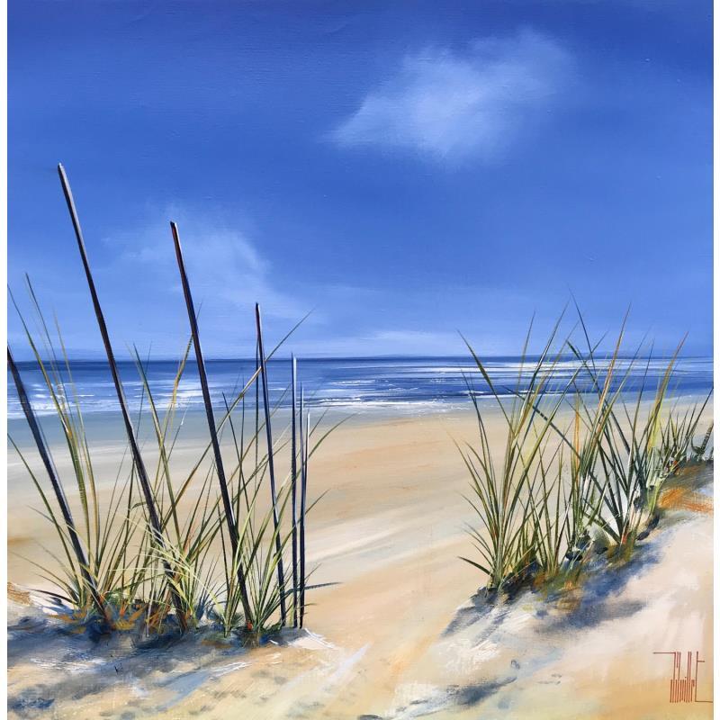 Gemälde Down the beach von Guillet Jerome | Gemälde Figurativ Marine Öl