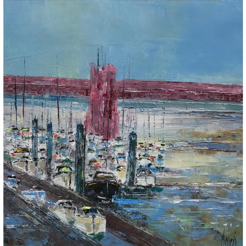 Gemälde Pont rose 1 von Dessein Pierre | Gemälde Figurativ Marine Öl