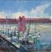 Painting Pont rose 2 by Dessein Pierre | Painting Figurative Marine Oil