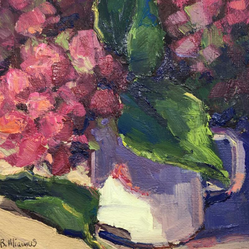 Painting Hortensias by Aliamus Béatrice  | Painting Figurative Still-life Oil