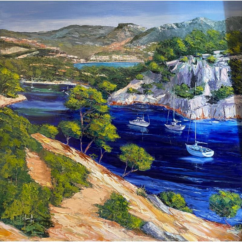 Gemälde Calanque de port Miou von Degabriel Véronique | Gemälde Figurativ Landschaften Öl