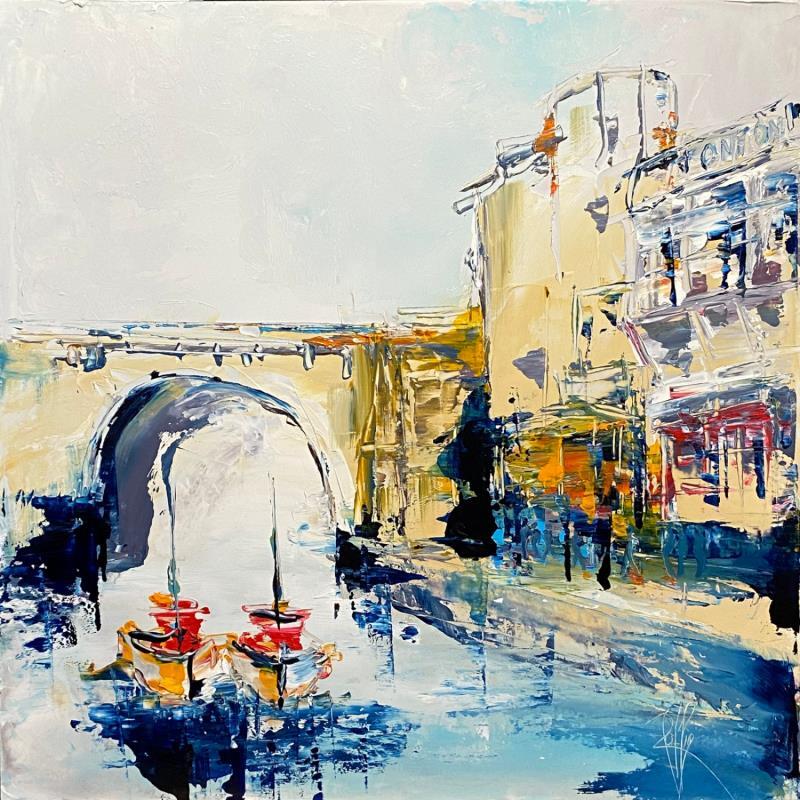 Painting Le port by Raffin Christian | Painting Figurative Urban Oil