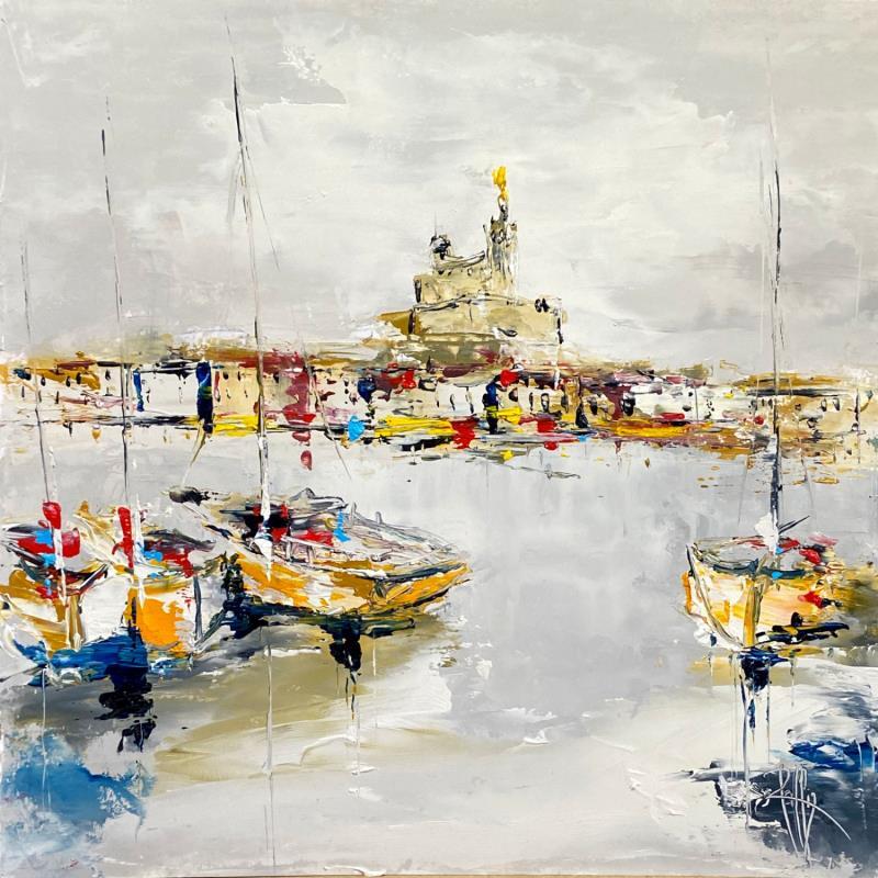 Painting Marseille au loin by Raffin Christian | Painting Figurative Marine Oil