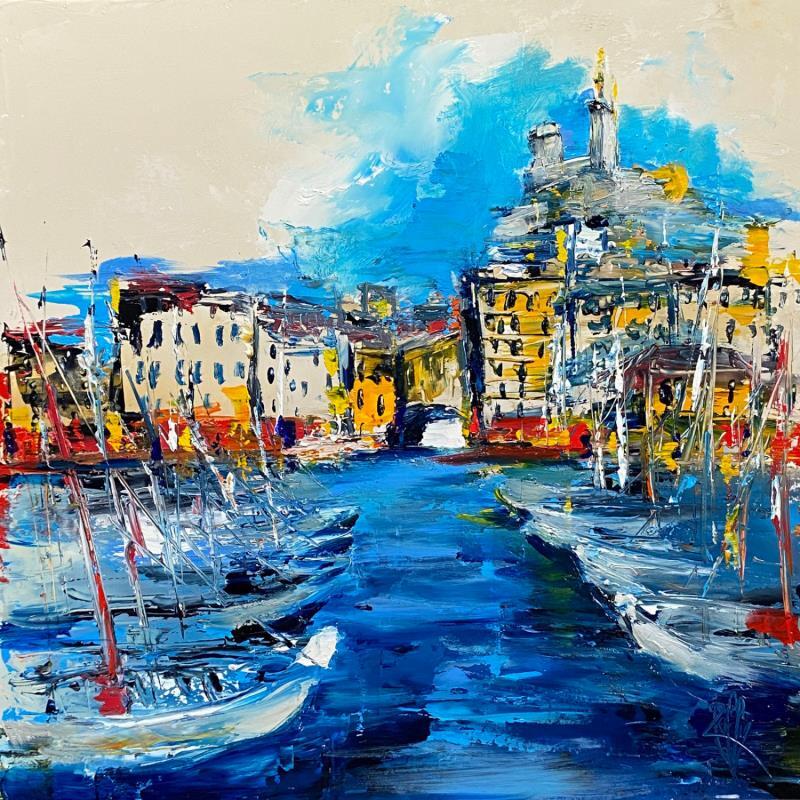 Painting Port de Marseille by Raffin Christian | Painting Figurative Oil Urban