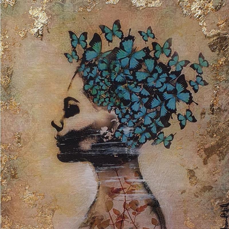 Painting Paqui con Mariposas by Bofill Laura | Painting Figurative Acrylic, Resin Animals, Portrait