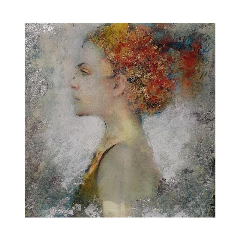 Painting Natalia de perfil by Bofill Laura | Painting Figurative Acrylic, Resin Pop icons, Portrait