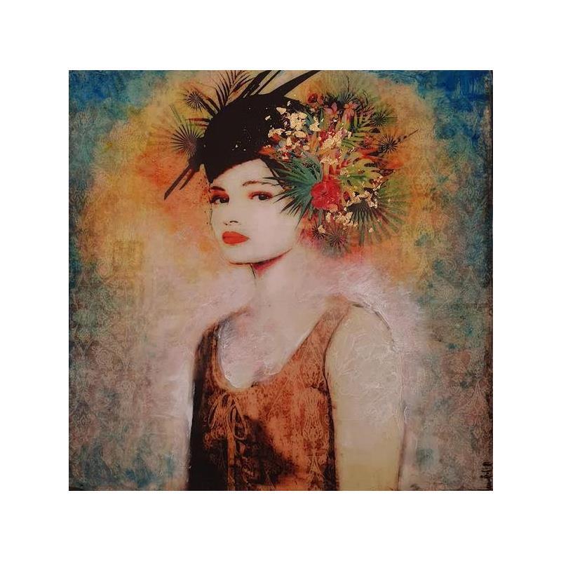 Painting Alba con sombrero by Bofill Laura | Painting Figurative Portrait Acrylic Resin